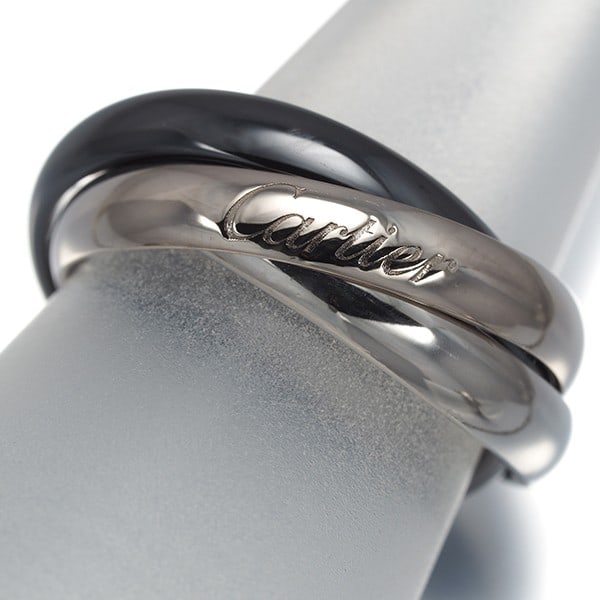 Cartier Ring Trinity Eu54 18K 750 White Gold/950 Palladium/Ceramic: Cartier Ring Trinity Eu54 18K 750 White Gold/950 Palladium/Ceramic Cartier's Trinity collection is renowned for its elegant design, and this 18k white gold/palladium ceramic ring is a stunning example
