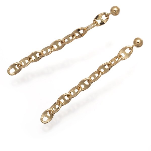 Chain Drop Earrings 18K 750 Yellow Gold: Chain Drop Earrings 18K 750 Yellow Gold 18K yellow gold chain drop earrings, crafted from high-quality 18k metal, feature a classic drop/dangle design. Weighing 0.9g, these elegant earrings are