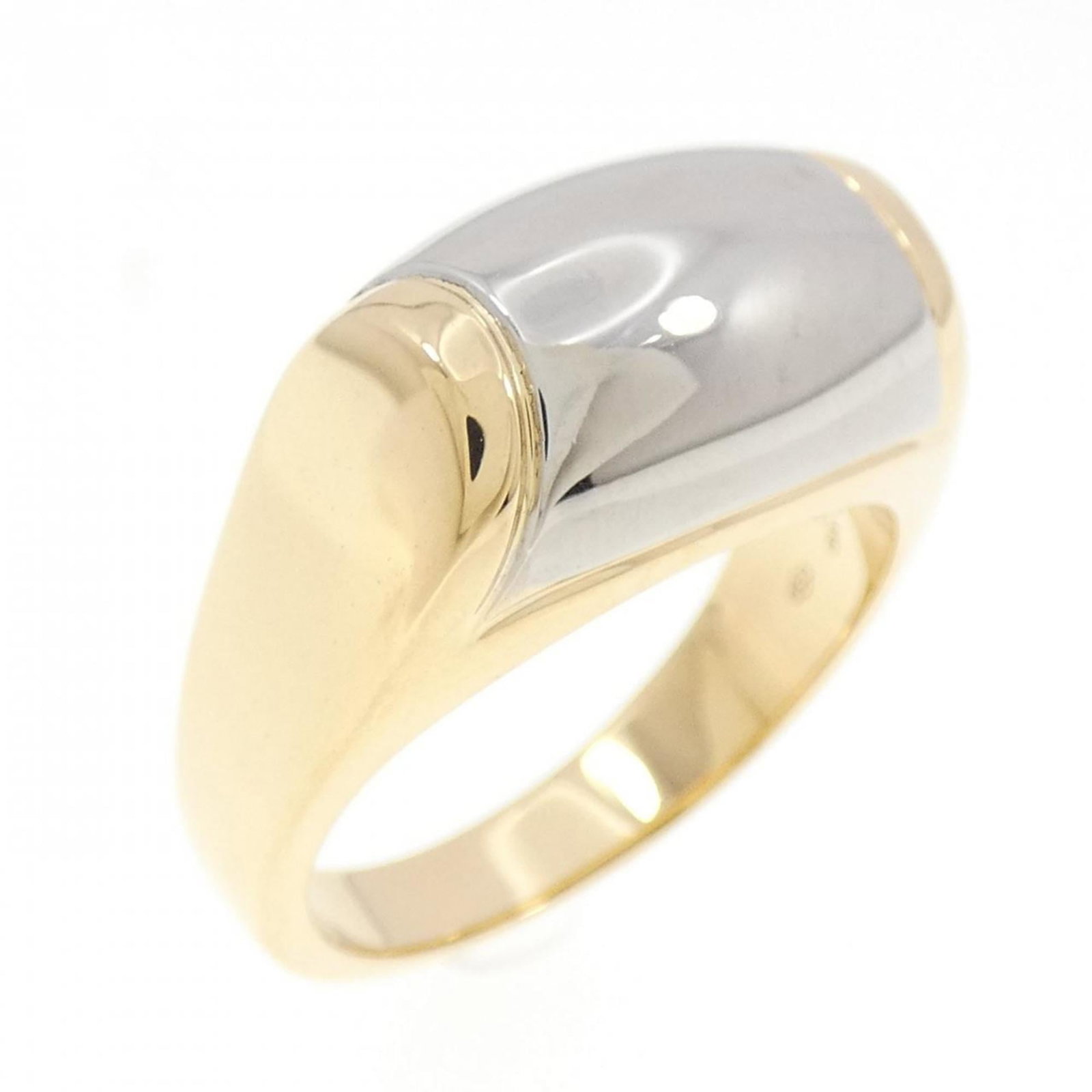 BVLGARI Band Ring Stainless Steel Yellow Gold (18K): BVLGARI Band Ring Stainless Steel Yellow Gold (18K) Stainless steel and 18K yellow gold band ring from Bvlgari, featuring a classic design. The item is in very good condition, with minor signs of wear