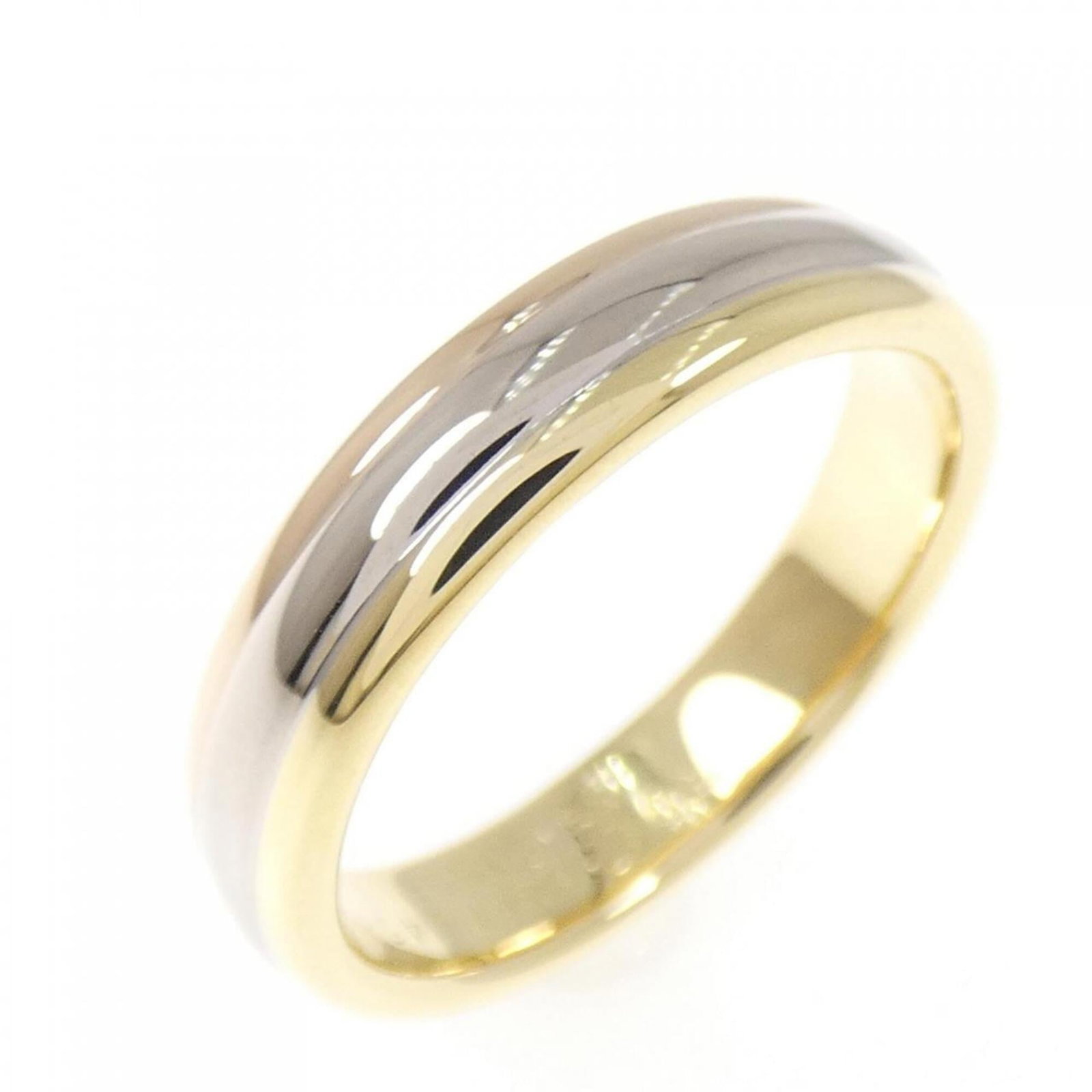 CARTIER Band Ring Pink Gold (18K) White Gold (18K) Yellow Gold (18K): CARTIER Band Ring Pink Gold (18K) White Gold (18K) Yellow Gold (18K) Pink gold, white gold, and yellow gold 18K band ring from Cartier, available in a US size 6.5. This gently used ring features minor