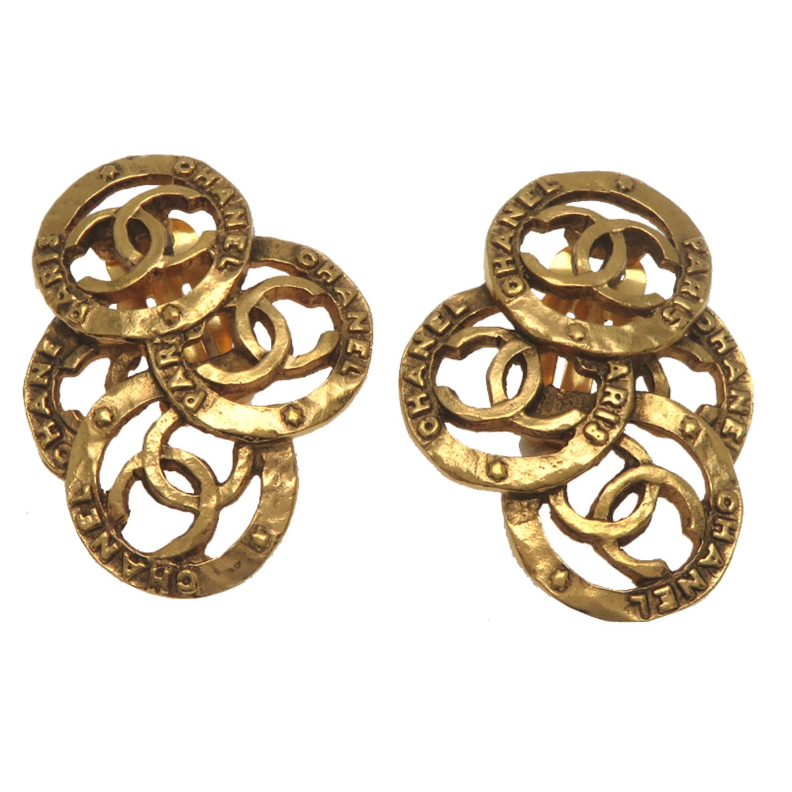 CHANEL Clip Earrings Gold Plating: CHANEL Clip Earrings Gold Plating Gold plated Clip Earrings from Chanel, featuring a classic design with a subtle touch of luxury. With a signature from the brand, these earrings showcase a sophistica