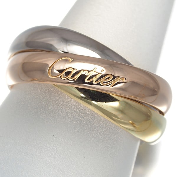 Cartier Ring Trinity 3Color Classic Eu47 18K 750 Yellow White Rose Gold: Cartier Ring Trinity 3Color Classic Eu47 18K 750 Yellow White Rose Gold 18k Yellow, White, and Rose Gold Trinity Ring in EU47 Size. This Cartier ring showcases a unique blend of 3 colors in 18k gold, 