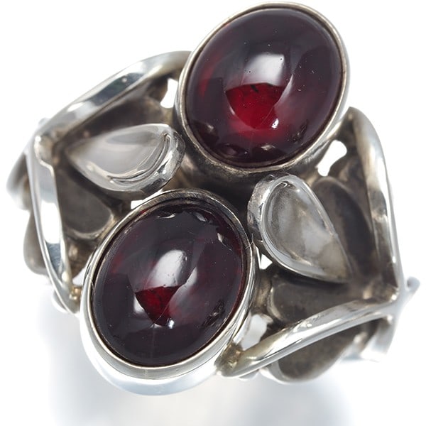 Georg Jensen Ring Garnet Moonlight Blossom 48 Us6-6.25 Silver 925 (1 of 5)
