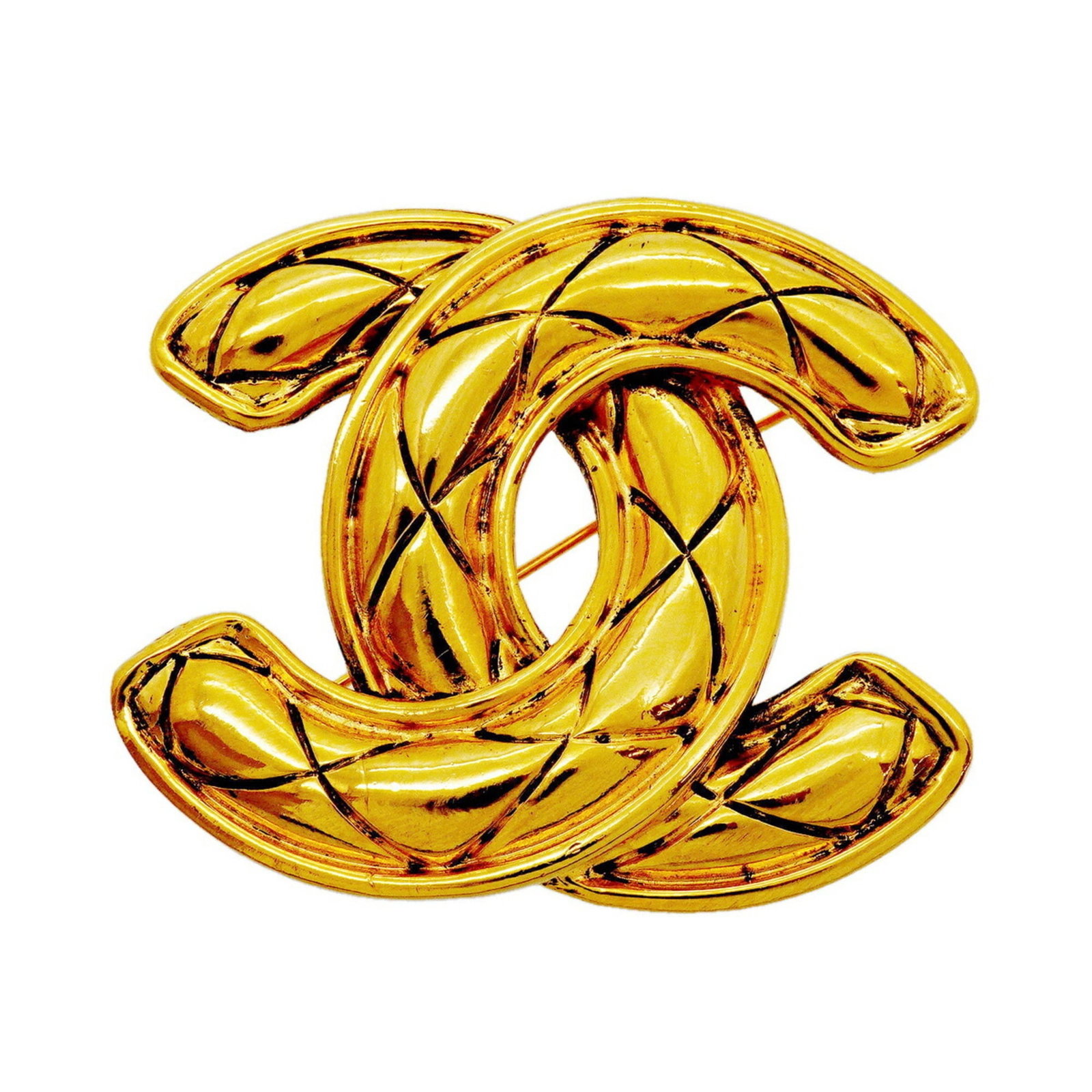 CHANEL Brooch Gold Plating: CHANEL Brooch Gold Plating Gold plating adds a touch of luxury to this CHANEL brooch, featuring a subtle shine that complements its elegant design. Measuring 4.94cm x 5.74cm, it boasts a compact size 