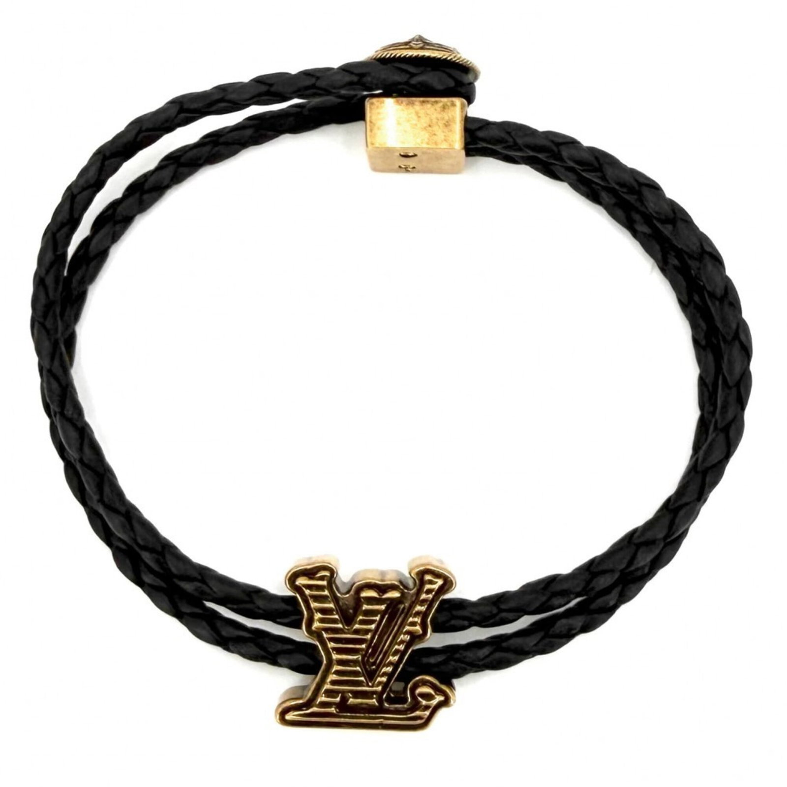 LOUIS VUITTON Charm Bracelet Black Gold: LOUIS VUITTON Charm Bracelet Black Gold Black Gold Charm Bracelet from Louis Vuitton, 17cm in length, with visible wear and scratches, offering a unique blend of style and everyday wearability. This p