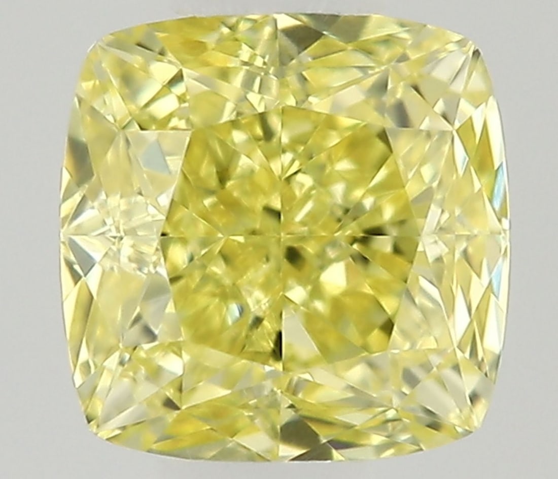 Cushion Brilliant 0.36ct Fancy Intense Yellow VVS1 - Loose Natural Diamond: Cushion Brilliant 0.36ct Fancy Intense Yellow VVS1 - Loose Natural Diamond 0.36ct Fancy Intense Yellow VVS1 Diamond - A rare and vibrant natural diamond, showcasing its exceptional color and clarity.