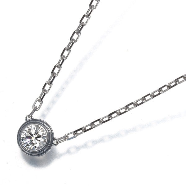Cartier Necklace Diamond D'Amour Lm 18K 750 White Gold: Cartier Necklace Diamond D'Amour Lm 18K 750 White Gold 18k white gold Cartier d'Amour necklace showcases a natural diamond pendant, set in a classic pendant style, with a diameter of 5.4mm. The neckla