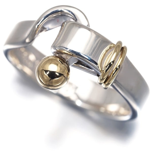 Tiffany&Co. Ring Love Knot Hook&Eye Us5-5.25 Silver 925/18K Yg: Tiffany&Co. Ring Love Knot Hook&Eye Us5-5.25 Silver 925/18K Yg Sterling silver ring from Tiffany & Co. featuring a Love Knot Hook&Eye design, crafted from 925/18K yellow gold. This elegant ring boasts