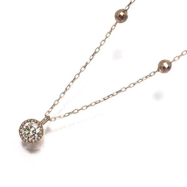 Light Yellow Diamond Milgrain Solitaire Cut Ball Bead Long Necklace 18K Rg: Light Yellow Diamond Milgrain Solitaire Cut Ball Bead Long Necklace 18K Rg The 18k rose gold light yellow diamond milgrain solitaire cut ball bead long necklace boasts a stunning natural diamond penda
