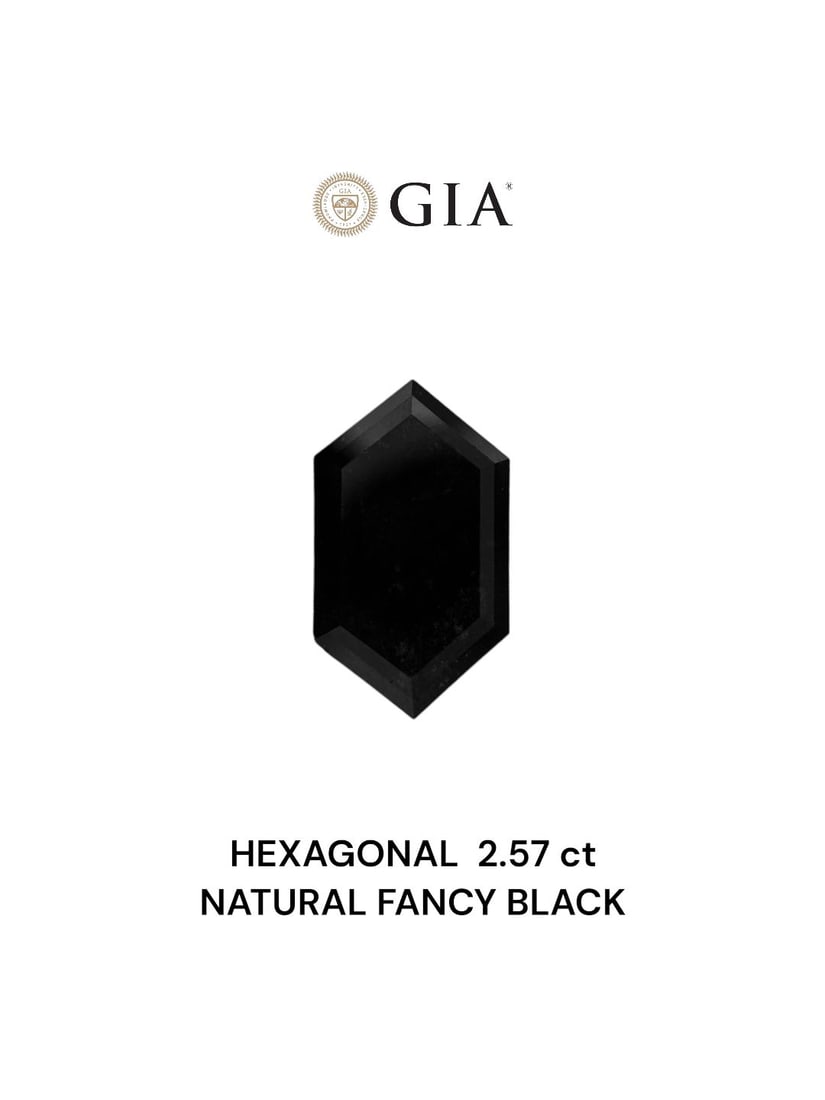 GIA Hexagonal 2.57ct Fancy Black VVS2 - Loose Natural Diamond: GIA Hexagonal 2.57ct Fancy Black VVS2 - Loose Natural Diamond GIA certified 2.57ct Fancy Black VVS2 diamond, boasting a rare and striking color, exceptional clarity, and excellent polish and