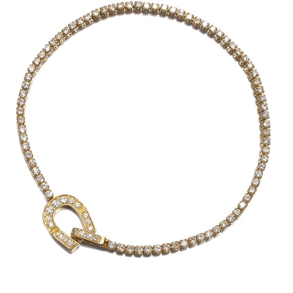 Gem Castle Yukizaki Bracelet Diamond Horseshoe Tennis 18K Yg: Gem Castle Yukizaki Bracelet Diamond Horseshoe Tennis 18K Yg Yellow gold 18K tennis bracelet featuring a natural diamond, totaling 1.50ct, set within a 5.4g design. The 16.5cm inner circumference and