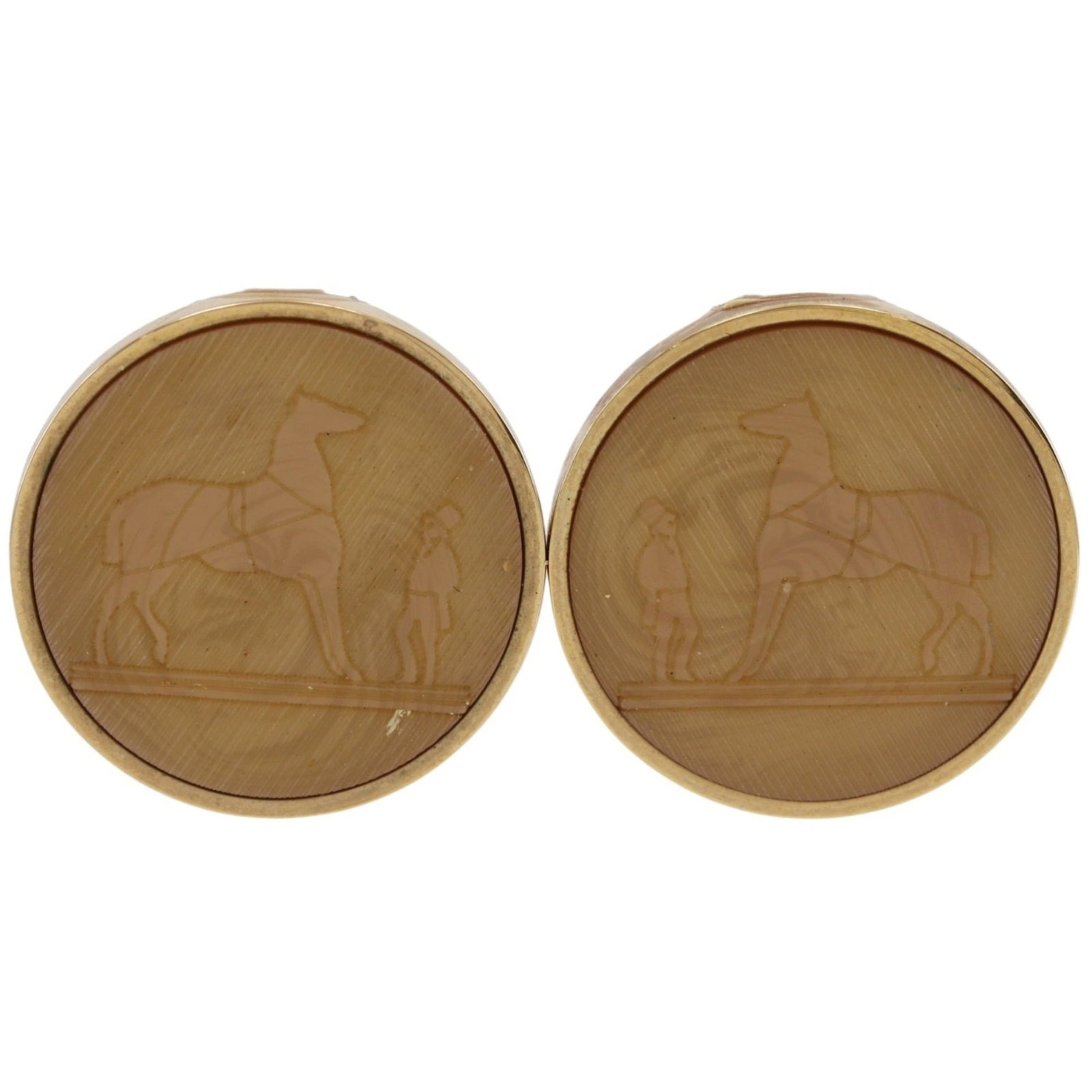 HERMES Clip Earrings Gold Plating: HERMES Clip Earrings Gold Plating Gold plating gives these Hermes clip earrings a sophisticated sheen, while visible wear and minor scratches add a touch of everyday charm. The beige color and
