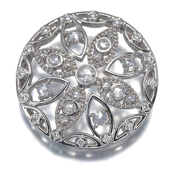 Monnickendam Pendant Diamond 0.63Ct Rose-Cut Circle Openwork Pt 900: Monnickendam Pendant Diamond 0.63Ct Rose-Cut Circle Openwork Pt 900 Monnickendam Pendant Diamond 0.63Ct Rose-Cut Circle Openwork Pt 900 boasts a stunning 0.63ct rose-cut diamond set in platinum,