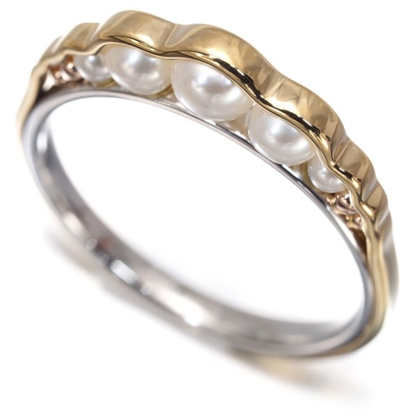 Tasaki Ring Akoya Pearl Liquid Sculpture Us7.75 18K Yg/Rg/Pt 900: Tasaki Ring Akoya Pearl Liquid Sculpture Us7.75 18K Yg/Rg/Pt 900 The TASAKI Liquid Sculpture Ring showcases a stunning Akoya pearl, carefully set in a multi-tone gold metal with 18k purity. This 18k