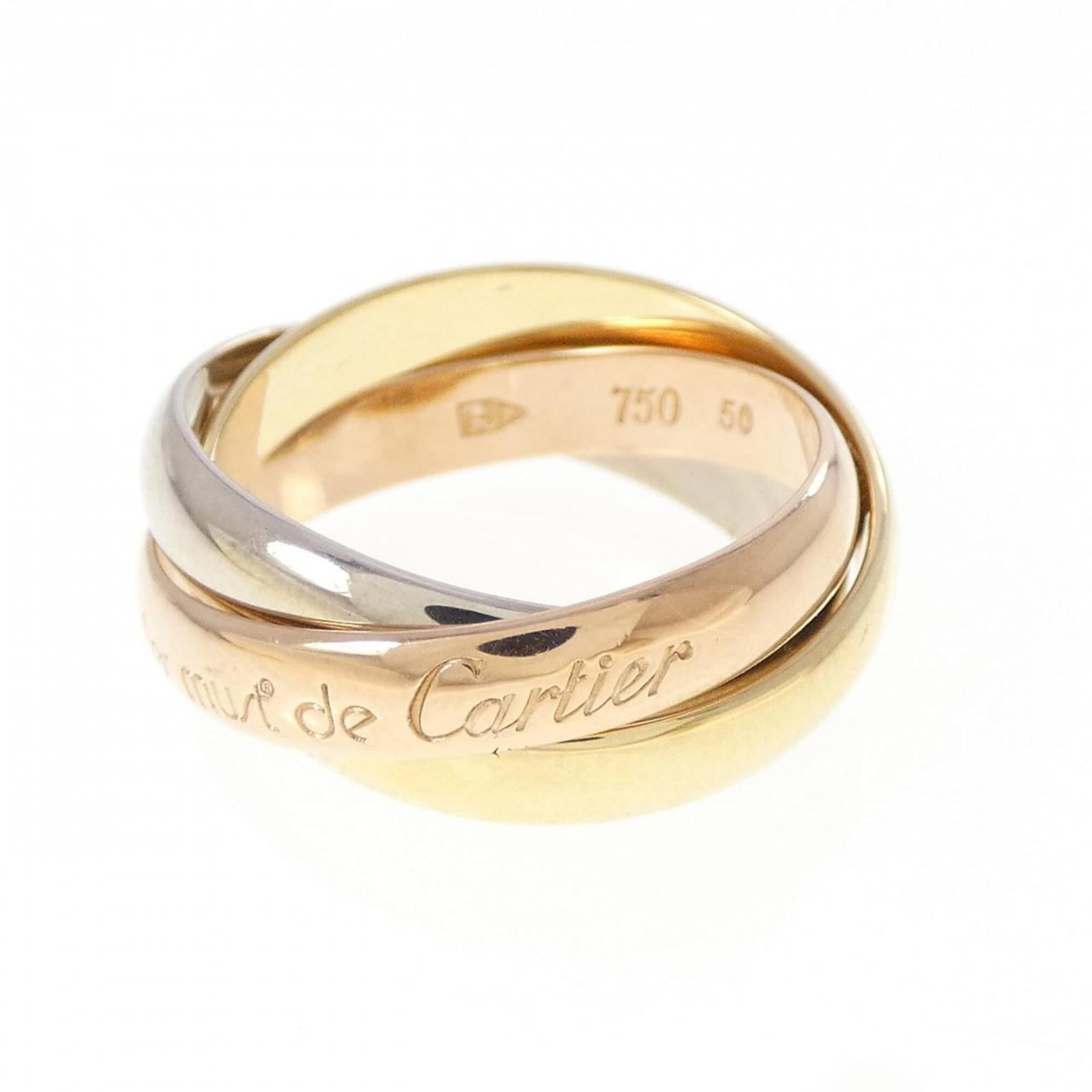 CARTIER Band Ring Pink Gold (18K) White Gold (18K) Yellow Gold (18K): CARTIER Band Ring Pink Gold (18K) White Gold (18K) Yellow Gold (18K) Pink gold, white gold, and yellow gold come together in this elegant Cartier band ring, a true symbol of luxury and