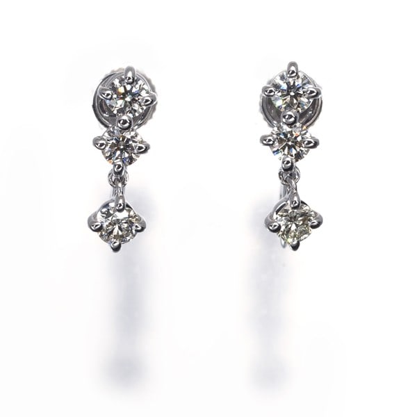 Diamond 0.17Ct/0.17Ct 3P Drop Earrings 18K 750 White Gold (1 of 4)