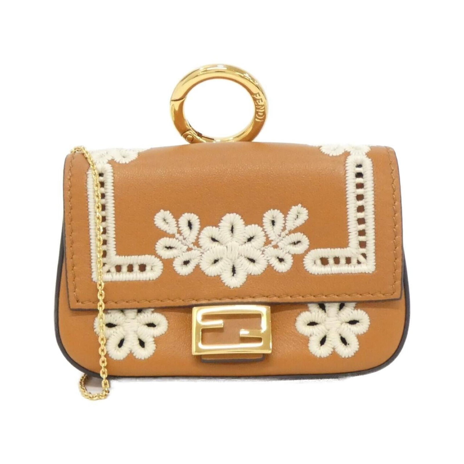 FENDI Handbag Charm Leather: FENDI Handbag Charm Leather Brown Fendi Handbag Charm Leather is a gently used, very good condition leather charm. It features a brown color and measures 65.00mm x 105.00mm x 25.00mm. Small scratches 