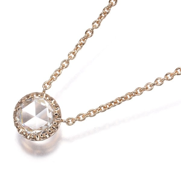 Star Jewelry Necklace Rose-Cut Diamond 0.40Ct Solitaire 18K Rg: Star Jewelry Necklace Rose-Cut Diamond 0.40Ct Solitaire 18K Rg The 18k rose gold necklace showcases a stunning 0.40ct rose-cut diamond solitaire, expertly crafted to highlight the natural beauty of