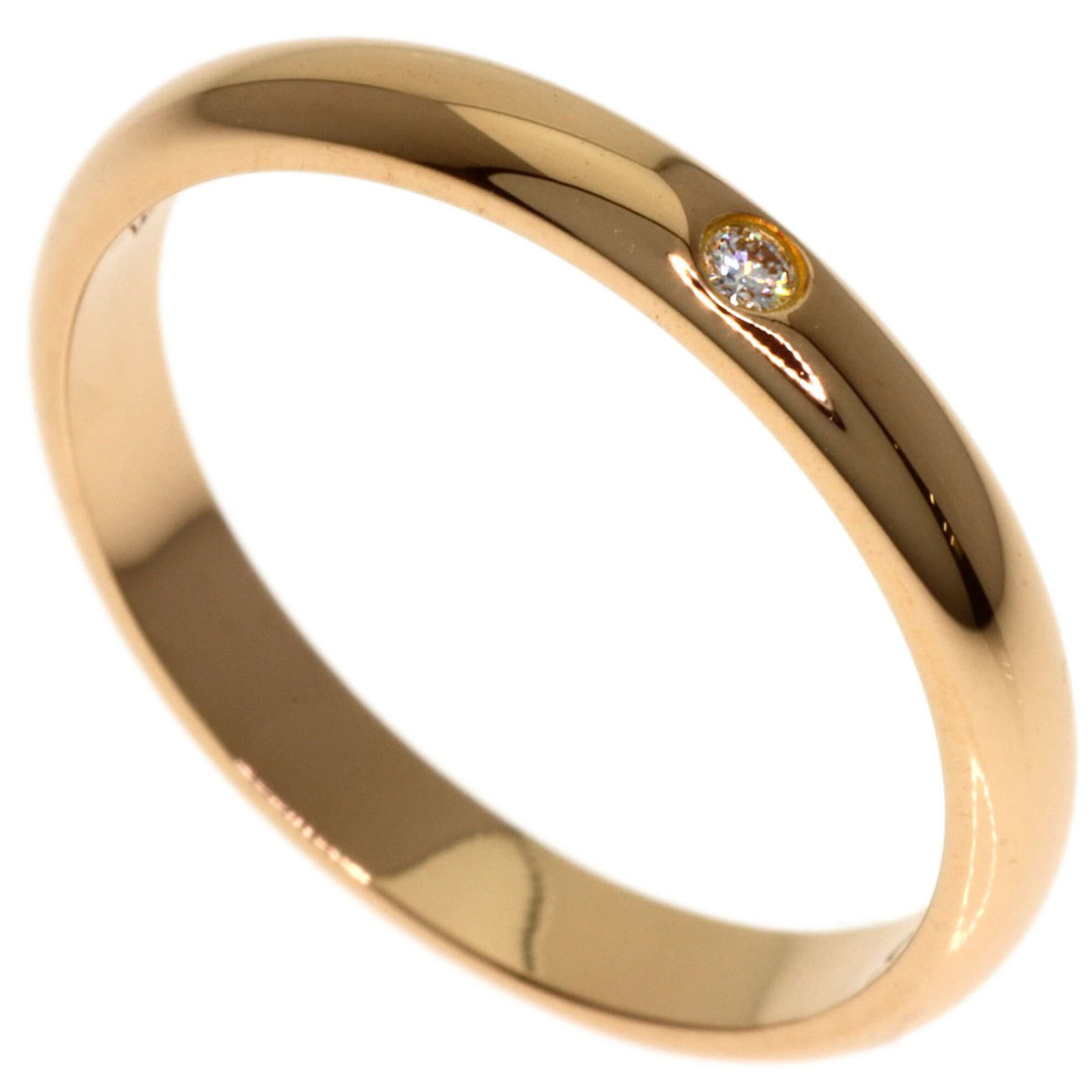 CARTIER Band Ring Pink Gold (18K): CARTIER Band Ring Pink Gold (18K) Pink gold (18K) band ring from Cartier, featuring a diamond stone, in a US size 5. The ring is gently used with minor signs of wear, including small scratches or