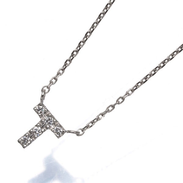Vendome Necklace Diamond Initial T 950 850 Platinum: Vendome Necklace Diamond Initial T 950 850 Platinum Platinum pendant featuring a natural diamond, weighing 1.8g, suspended from a 37/41cm necklace chain. The pendant measures 5.5 x 5.0mm and is crafte