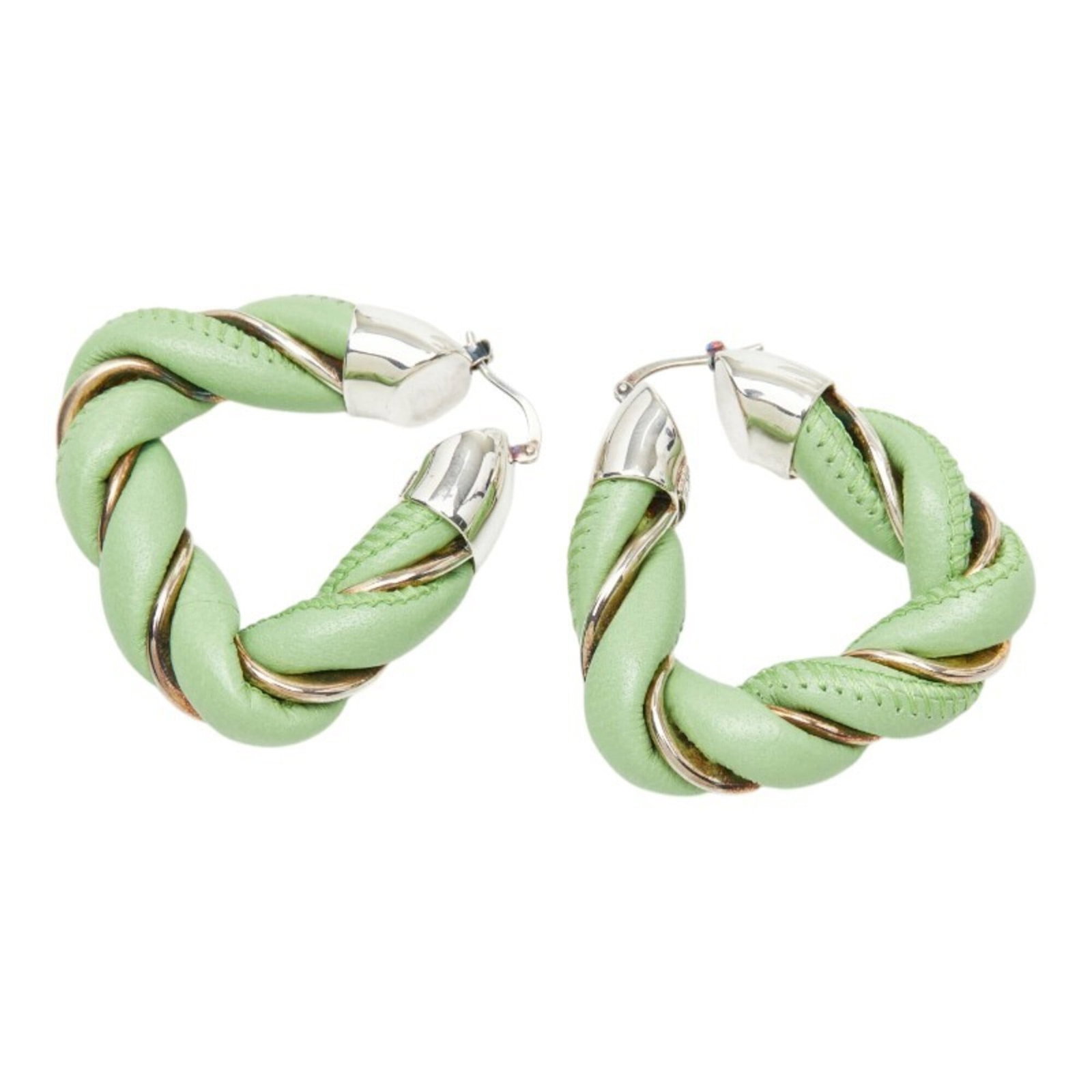 BOTTEGA VENETA Hoop Earrings Leather Silver 925: BOTTEGA VENETA Hoop Earrings Leather Silver 925 Bottega Veneta's Hoop Earrings in Leather and Silver 925 feature a unique blend of materials, combining the sophistication of leather with the shine of