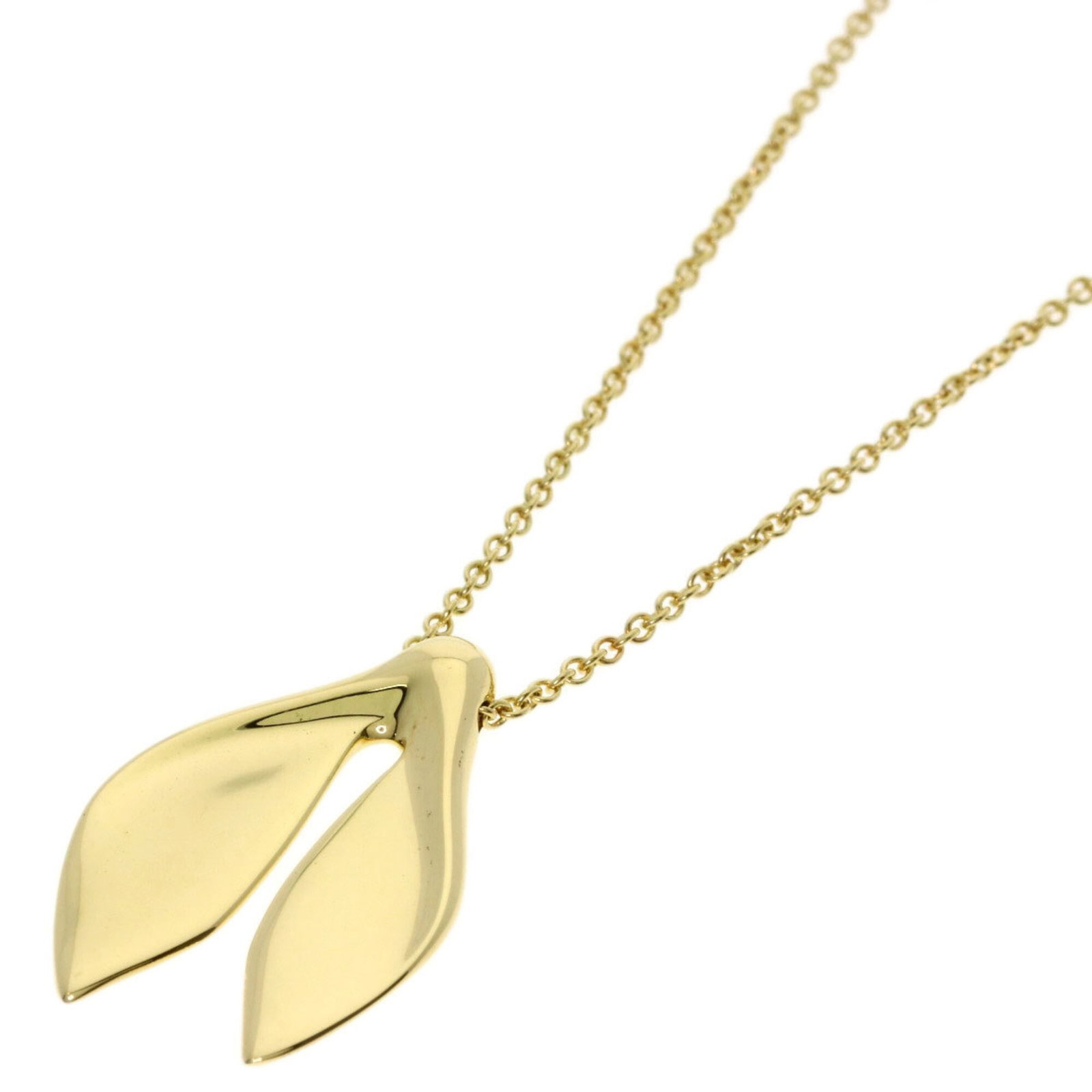 TIFFANY Yellow Gold (18K): TIFFANY Yellow Gold (18K) Yellow gold (18K) necklace from Tiffany, featuring a 21.2mm x 14mm pendant, measures 40 cm in circumference. This gently used necklace shows minor signs of wear, with small s