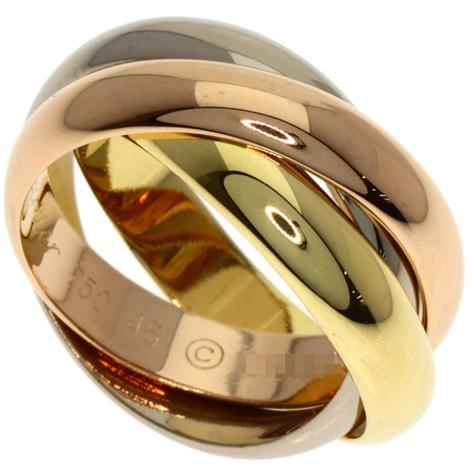 CARTIER Band Ring Pink Gold (18K) White Gold (18K) Yellow Gold (18K): CARTIER Band Ring Pink Gold (18K) White Gold (18K) Yellow Gold (18K) Pink gold, white gold, and yellow gold come together in this elegant Cartier band ring, available in 18K purity. The ring features 