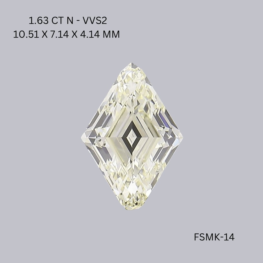 Lozenge 1.63ct N VVS2 - Loose Natural Diamond: Lozenge 1.63ct N VVS2 - Loose Natural Diamond 1.63ct natural diamond with a high level of clarity, graded VVS2, boasts exceptional polish and symmetry. Its natural origin and lack of certification