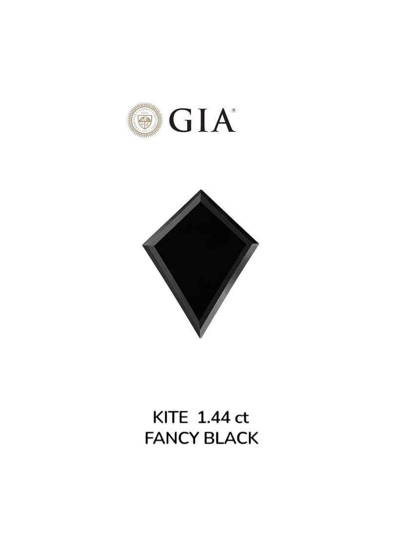 GIA Kite 1.44ct Fancy Black VVS2 - Loose Natural Diamond: GIA Kite 1.44ct Fancy Black VVS2 - Loose Natural Diamond GIA certified 1.44ct Fancy Black VVS2 diamond, showcasing exceptional clarity and polish, with a rich black color and precise symmetry. Measuri