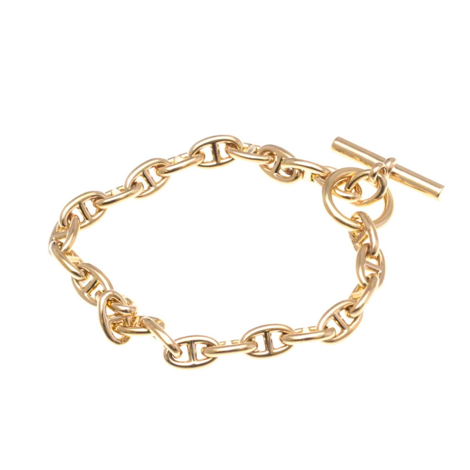 HERMES Charm Bracelet Pink Gold (18K): HERMES Charm Bracelet Pink Gold (18K) Pink gold (18K) charm bracelet from Hermes, featuring 24 links and a total length of 17cm. This gently used bracelet showcases a delicate pink gold tone and