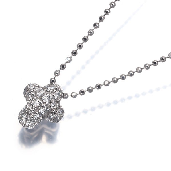 Ponte Vecchio Necklace Diamond 0.15Ct Cross Paved 18K 750 White Gold: Ponte Vecchio Necklace Diamond 0.15Ct Cross Paved 18K 750 White Gold 18k white gold pendant features a 0.15ct diamond cross design, expertly paved to create a unique and eye-catching piece. The