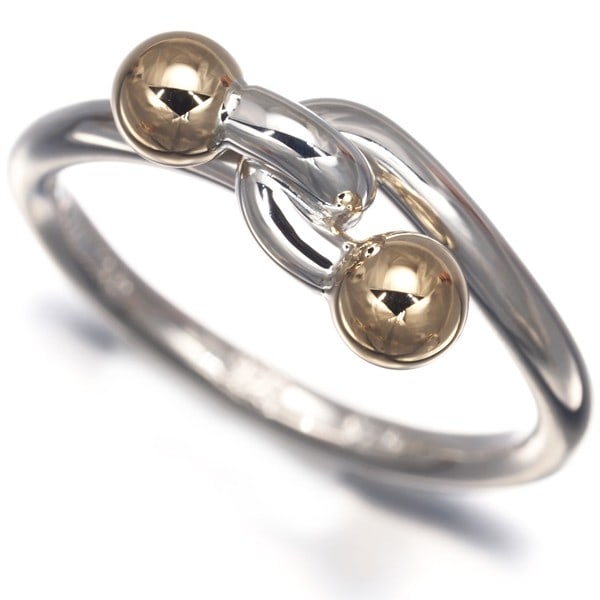 Tiffany&Co. Ring Double Hook Us5.25-5.5 Silver 925/18K Yg: Tiffany&Co. Ring Double Hook Us5.25-5.5 Silver 925/18K Yg Sterling silver ring from Tiffany & Co. features a double hook design, showcasing the brand's signature style. Made from 925/18K yellow gold,