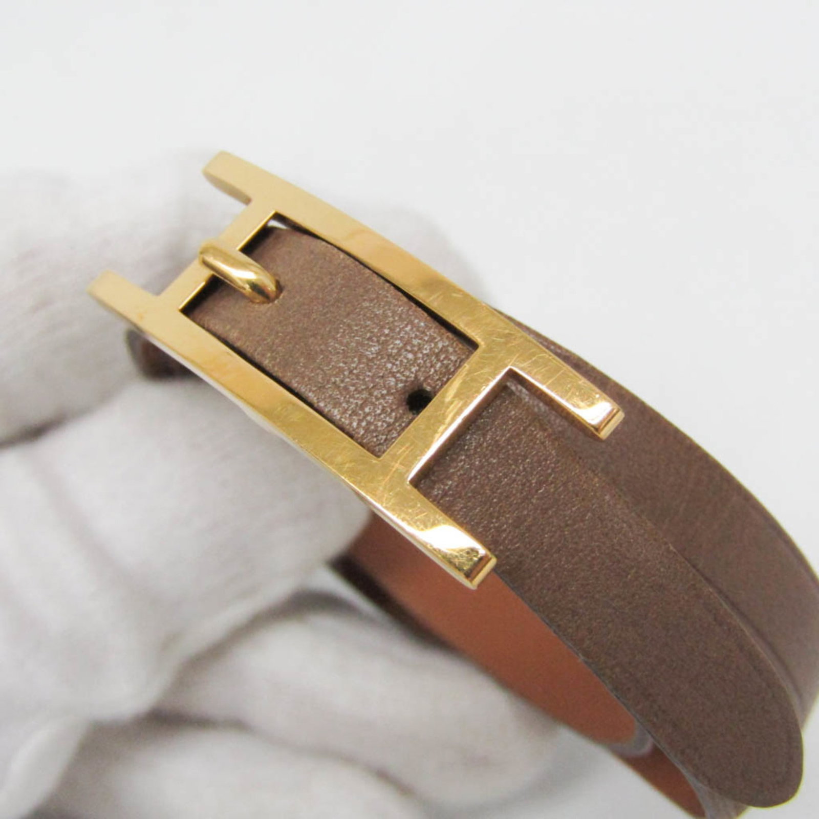 HERMES Bangle Leather Metal - 4