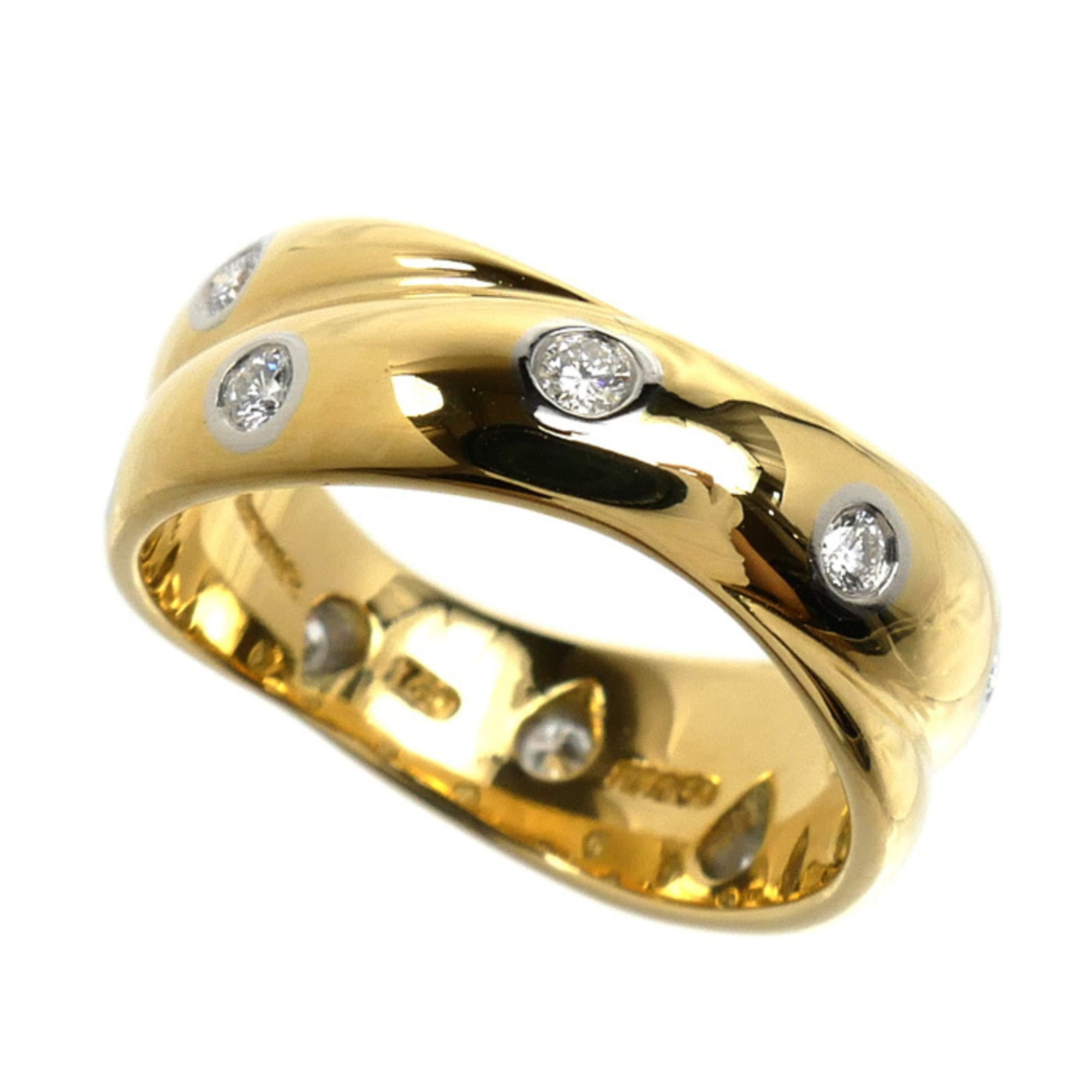 TIFFANY Band Ring Platinum 900 Yellow Gold (18K): TIFFANY Band Ring Platinum 900 Yellow Gold (18K) Platinum 900 Yellow Gold band ring from Tiffany, featuring a diamond stone. This 18K yellow gold piece is made from high-quality platinum and boasts a