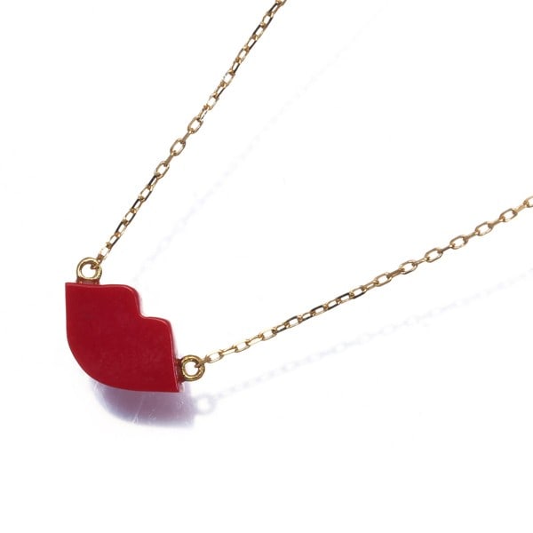 Ahkah Necklace Imitation Stone Kiss Me Rose 18K 750 Yellow Gold: Ahkah Necklace Imitation Stone Kiss Me Rose 18K 750 Yellow Gold 18k Yellow Gold Kiss Me Rose Necklace with Imitation Stone Pendant. This elegant necklace features a 5.2 x 8.7mm imitation stone