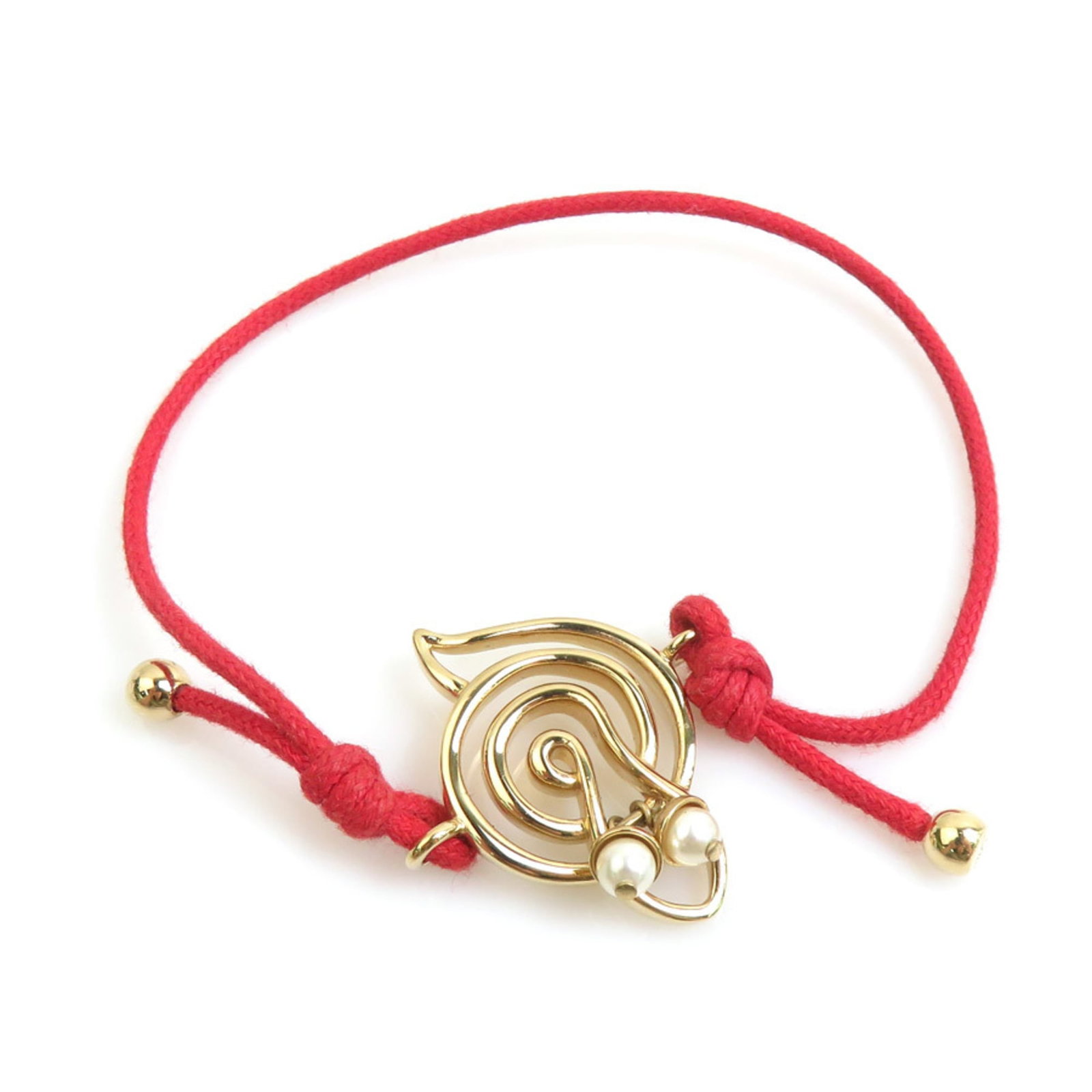 CHRISTIAN DIOR Charm Bracelet Metal Nylon: CHRISTIAN DIOR Charm Bracelet Metal Nylon Gently used Christian Dior charm bracelet in gold and red, featuring a metal and nylon construction. The 18cm length offers a versatile fit, while minor