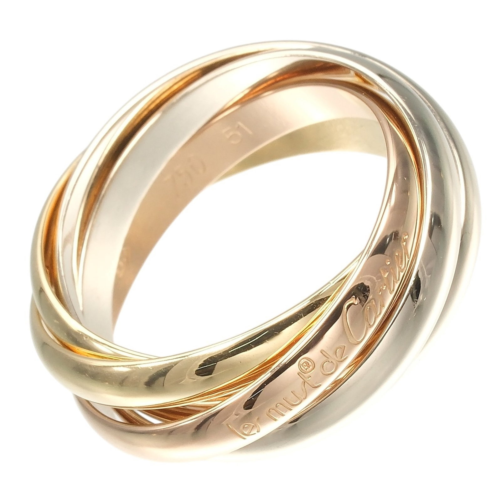 CARTIER Band Ring Pink Gold (18K) White Gold (18K) Yellow Gold (18K): CARTIER Band Ring Pink Gold (18K) White Gold (18K) Yellow Gold (18K) Pink gold, white gold, and yellow gold come together in this elegant Cartier band ring, offering a unique blend of styles. With