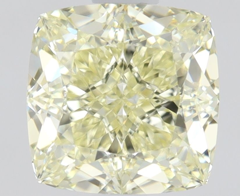 GIA Cushion Brilliant 1.06ct Fancy Light Yellow VVS1 - Loose Natural Diamond: GIA Cushion Brilliant 1.06ct Fancy Light Yellow VVS1 - Loose Natural Diamond GIA certifies this 1.06ct Fancy Light Yellow VVS1 diamond as a Loose Natural. Its EX symmetry, EX polish, and VVS1 clarity