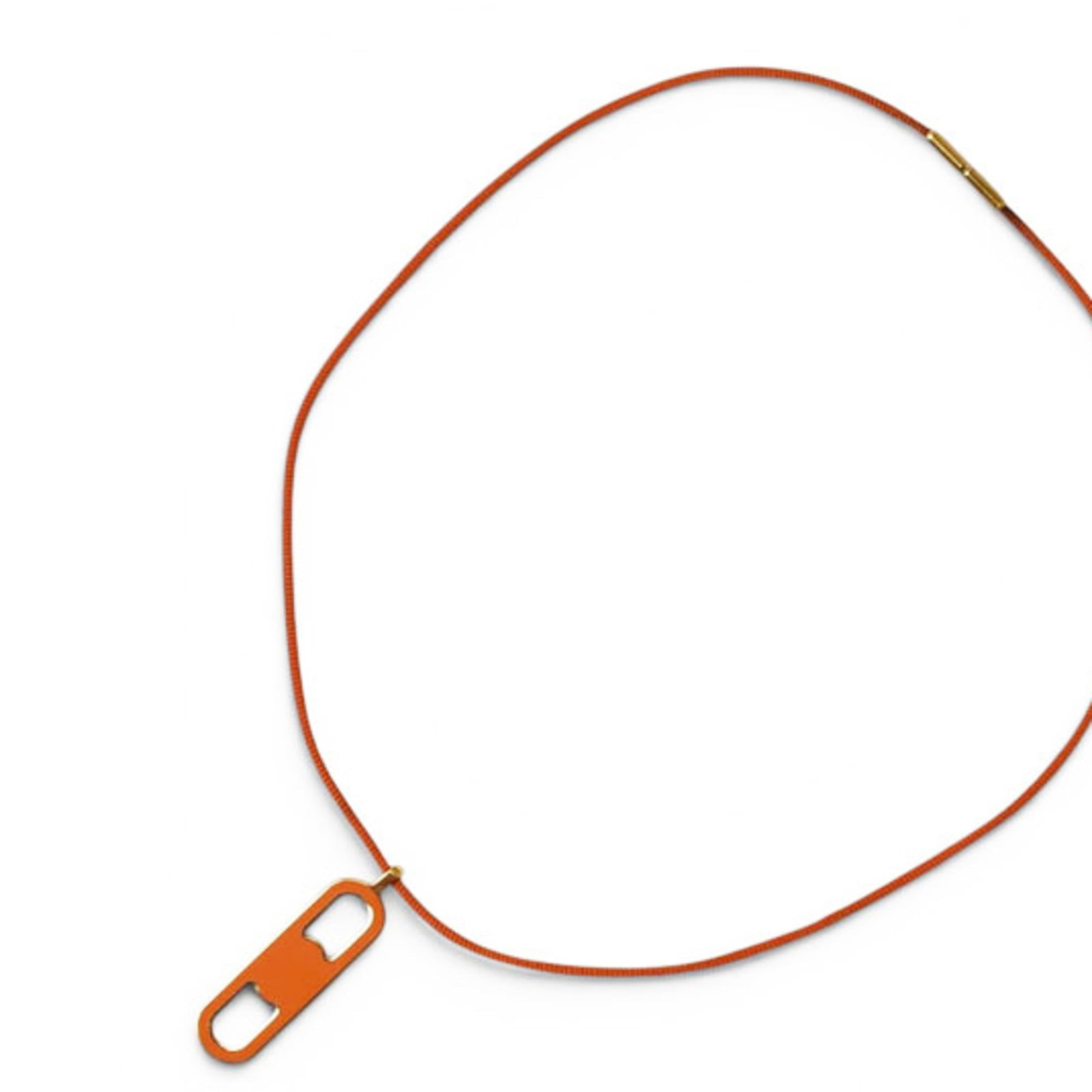 HERMES Metal Orange: HERMES Metal Orange The Hermes Metal Orange is a vibrant orange metal choker with a 40mm x 10mm pendant, measuring 43.5 cm in circumference. This metal choker features a notable orange color and metal