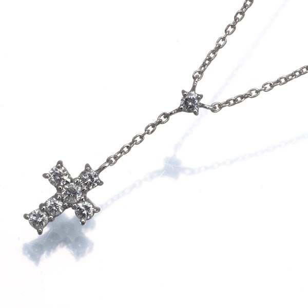 Vendome Necklace Diamond 0.23Ct Cross Ydrop 900 850 Platinum: Vendome Necklace Diamond 0.23Ct Cross Ydrop 900 850 Platinum Platinum Y-drop cross necklace featuring a 0.23ct natural diamond pendant, carefully crafted with 900/850 metal purity for a luxurious
