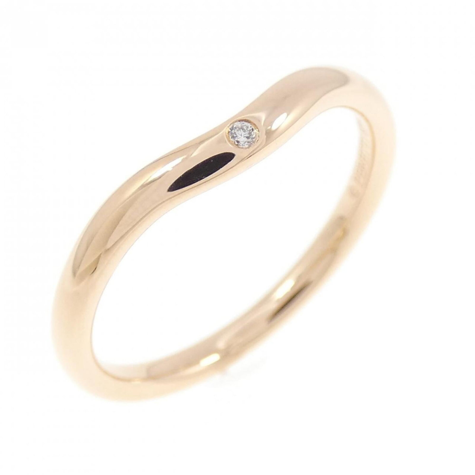 TIFFANY Band Ring Pink Gold (18K): TIFFANY Band Ring Pink Gold (18K) Pink gold (18K) band ring with a diamond stone, available in US size 6.5, in like new condition with only the faintest traces of wear. This Tiffany Type band ring is