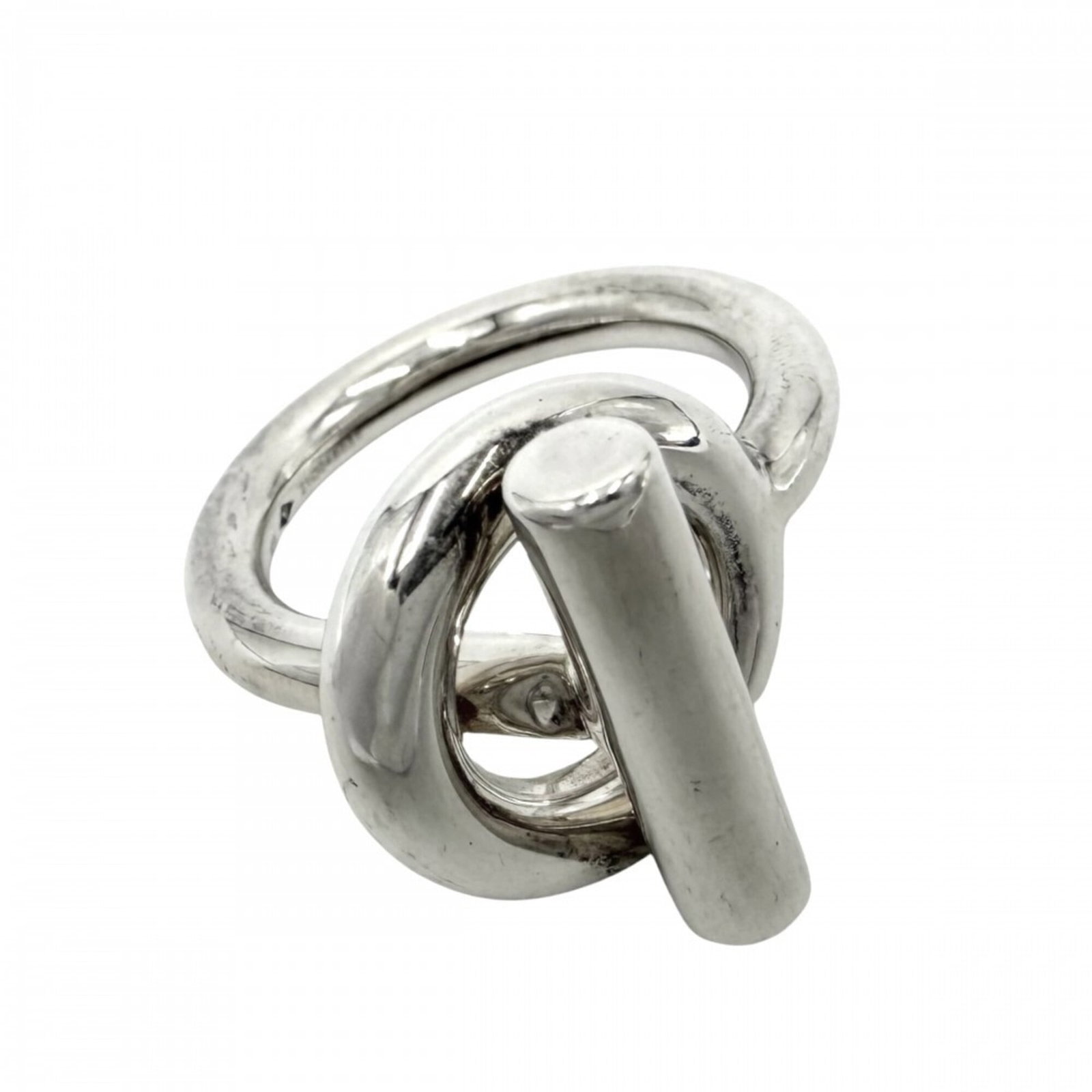 HERMES Band Ring Silver 925: HERMES Band Ring Silver 925 Silver 925 band ring from Hermes features a sleek design with a 2mm width and 16mm inner diameter, crafted from durable 925 sterling silver. The ring bears visible signs of