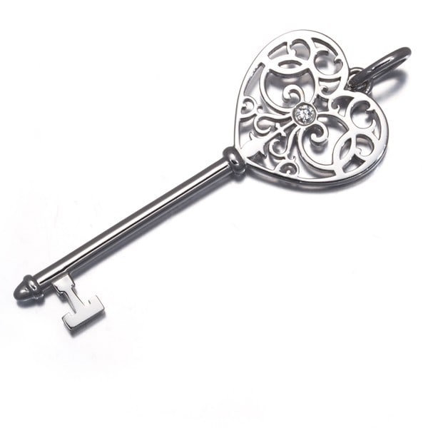 Tiffany&Co. Pendant Diamond 0.02Ct Enchant Heart Key Charm 18K Wg: Tiffany&Co. Pendant Diamond 0.02Ct Enchant Heart Key Charm 18K Wg 18k White Gold Tiffany & Co. Pendant Diamond Charm: A delicate 0.02ct diamond charm, crafted in 18k white gold, is a beautiful additio