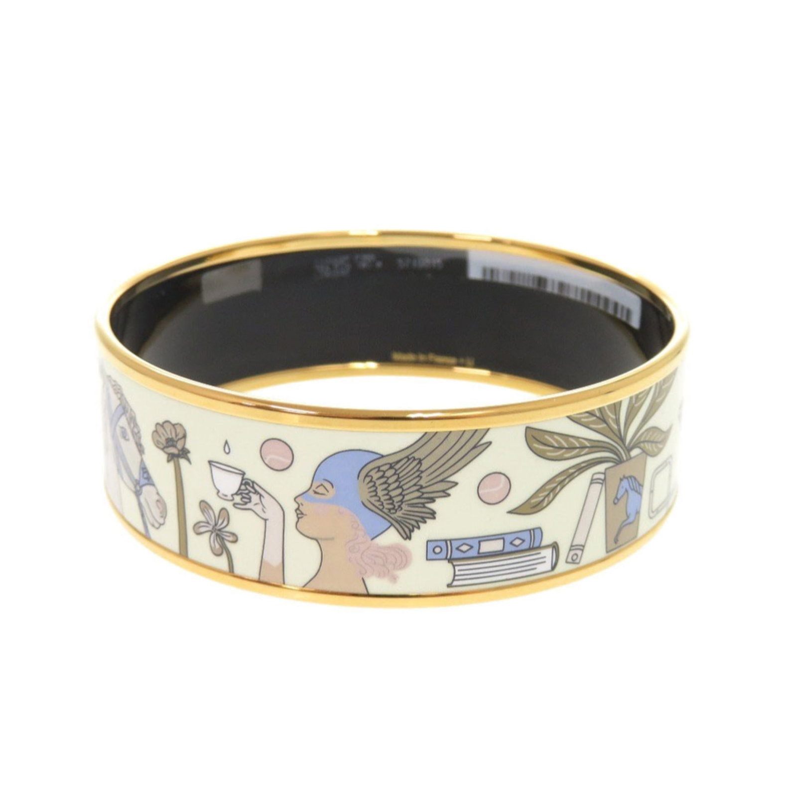 HERMES Bangle Metal: HERMES Bangle Metal This multi-color metal bangle from Hermes features a unique design with visible wear, showcasing its distinctive character. Made from metal, the bangle measures 19.5cm in length