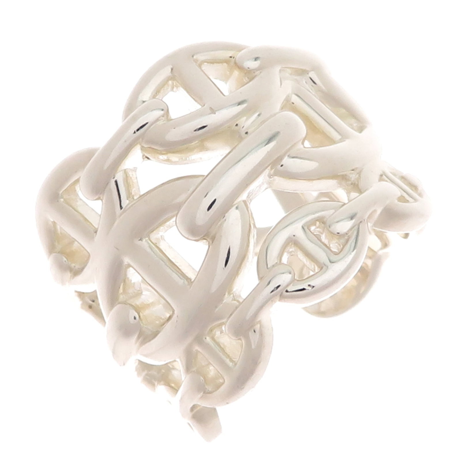 HERMES Band Ring Silver 925: HERMES Band Ring Silver 925 Silver 925 band ring from the iconic French fashion house Hermes, bearing a visible signature. This pre-owned ring features a classic design with subtle wear, showcasing