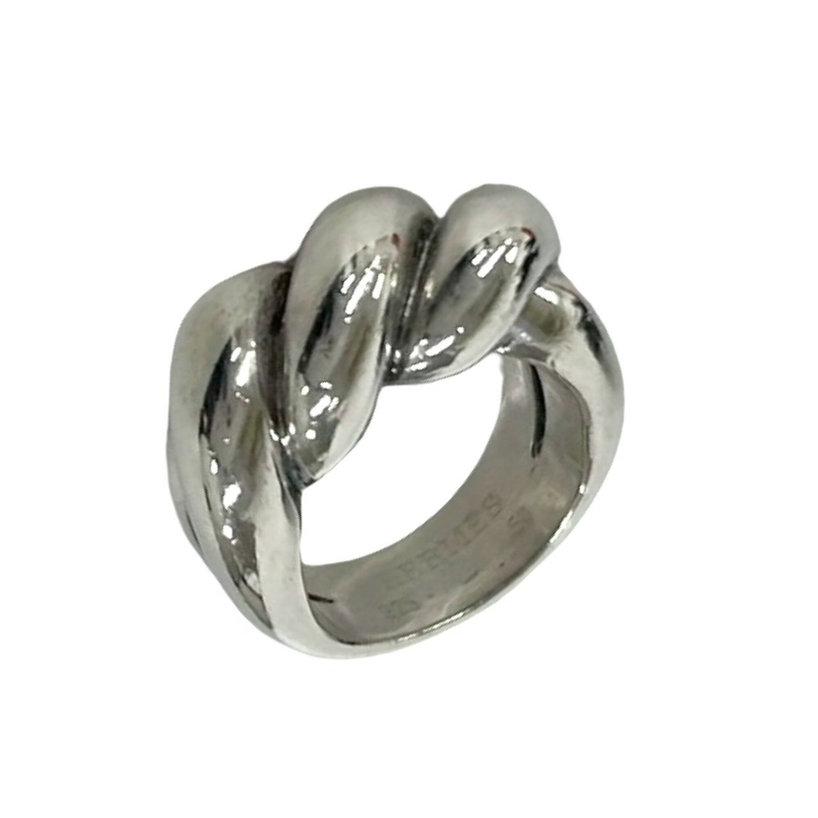 HERMES Band Ring Silver 925: HERMES Band Ring Silver 925 Silver 925 band ring from Hermes features a sleek design. The item has visible wear with scratches and scuffs, but remains fully functional. A good condition used band