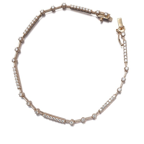 Dtc Bracelet Diamond 1.00Ct Line 18K 750 Rose Gold (1 of 5)
