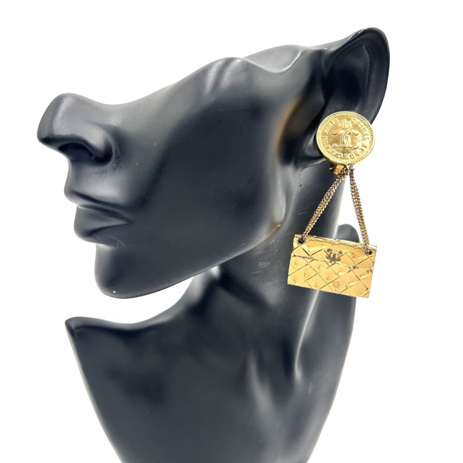 CHANEL Stud Earrings Gold Plating - 3