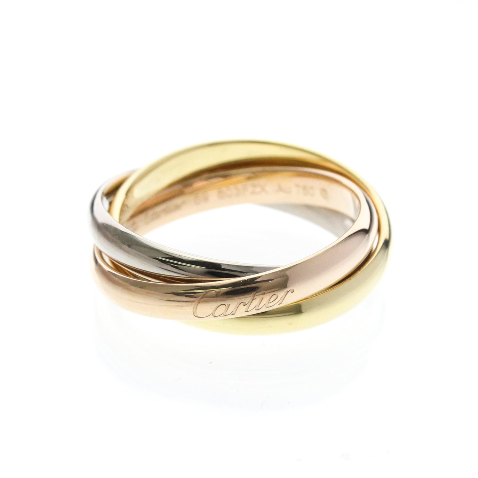 CARTIER Band Ring Pink Gold (18K) White Gold (18K) Yellow Gold (18K): CARTIER Band Ring Pink Gold (18K) White Gold (18K) Yellow Gold (18K) 18K pink gold, white gold, and yellow gold come together in this elegant Cartier band ring, crafted from a mix of precious metals f