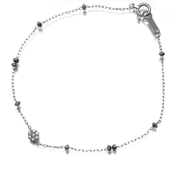 Bracelet Diamond Flower Cut Ball Bead Station 18K 750 White Gold: Bracelet Diamond Flower Cut Ball Bead Station 18K 750 White Gold Station 18K 750 White Gold Diamond Flower Cut Ball Bead Bracelet features a natural diamond, set in 18k white gold, with a unique